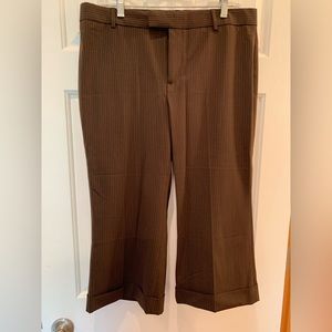Brown pin stripe Capri with a cuff